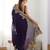Designer chiffon silk heavy jari work purple color saree