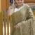 Mehndi Green Color Soft Silk Blend Floral Thread Work Saree