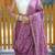 Lavender Color Soft Silk Blend Floral Thread Work Saree