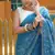 Blue Color Soft Silk Blend Floral Thread Work Saree
