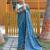 Blue Color Soft Silk Blend Floral Thread Work Saree