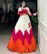 Multicolor Panelled Rayon Lehenga Choli with Stylish Blouse