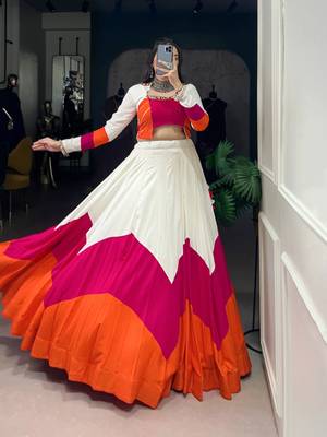 Multicolor Panelled Rayon Lehenga Choli with Stylish Blouse 3