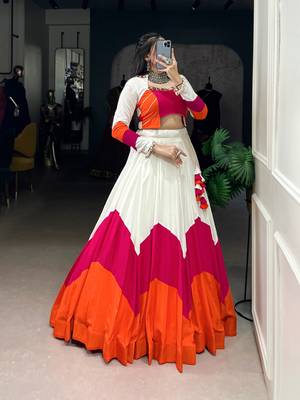 Multicolor Panelled Rayon Lehenga Choli with Stylish Blouse 4