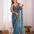 Latest designer heavy embroidery border  tissue festival wear blue saree