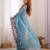 Latest designer heavy embroidery border  tissue festival wear blue saree
