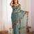 Latest designer heavy embroidery border  tissue festival wear green saree