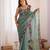 Latest designer heavy embroidery border  tissue festival wear green saree