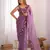 designer heavy embroidery border  tissue purple saree