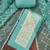 Turquoise cotton banarasi handwork unstitched dress material