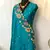 Turquoise Blue Color Tussar Silk Floral Thread Embroidered Saree