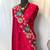 Rani Pink Color Tussar Silk Floral Thread Embroidered Saree