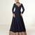 Blue embroidered work georgette fabric anarkali party wear gown with dupatta.
