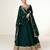 Green embroidered work georgette fabric anarkali party wear gown with dupatta.