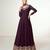 Purple embroidered work georgette fabric anarkali party wear gown with dupatta.