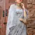 Grey Color Pure Shiny Chiffon Embroidered Saree 