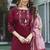 Maroon Designer Straight Kurti Pant Dupatta Set With Embroidery And Hand Work 