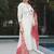 White Designer Straight Kurti Pant Dupatta Set With Embroidery And Hand Work