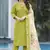 Parrot green Designer Straight Kurti Pant Dupatta Set With Embroidery And Hand Work