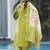 Parrot green Designer Straight Kurti Pant Dupatta Set With Embroidery And Hand Work