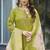 Parrot green Designer Straight Kurti Pant Dupatta Set With Embroidery And Hand Work
