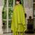 Parrot green Designer Straight Kurti Pant Dupatta Set With Embroidery And Hand Work