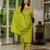 Parrot green Designer Straight Kurti Pant Dupatta Set With Embroidery And Hand Work