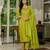 Parrot green Designer Straight Kurti Pant Dupatta Set With Embroidery And Hand Work