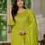 Parrot green Designer Straight Kurti Pant Dupatta Set With Embroidery And Hand Work