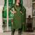 Green Designer Straight Kurti Pant Dupatta Set With Embroidery And Hand Work