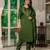 Green Designer Straight Kurti Pant Dupatta Set With Embroidery And Hand Work