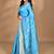 blue zari silk blend saree with blouse piece