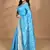 blue zari silk blend saree with blouse piece