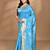 blue zari silk blend saree with blouse piece