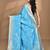 blue zari silk blend saree with blouse piece
