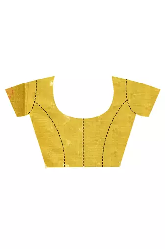yellow banarasi silk blend chanderi saree with blouse piece