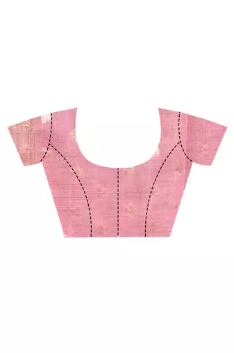 pink banarasi silk blend chanderi saree with blouse piece