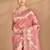 peach banarasi silk blend chanderi saree with blouse piece
