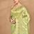 green banarasi silk blend chanderi saree with blouse piece