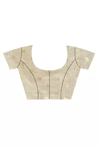 cream banarasi silk blend chanderi saree with blouse piece