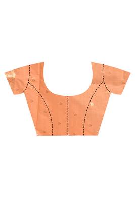 peach banarasi silk blend chanderi saree with blouse piece 5
