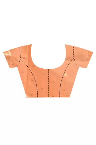 peach banarasi silk blend chanderi saree with blouse piece