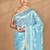 blue banarasi silk blend chanderi saree with blouse piece