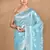 blue banarasi silk blend chanderi saree with blouse piece