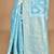 blue banarasi silk blend chanderi saree with blouse piece