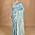 blue banarasi silk blend chanderi saree with blouse piece