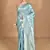 blue banarasi silk blend chanderi saree with blouse piece