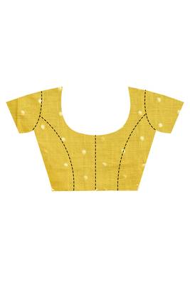 yellow banarasi silk blend chanderi saree with blouse piece 5
