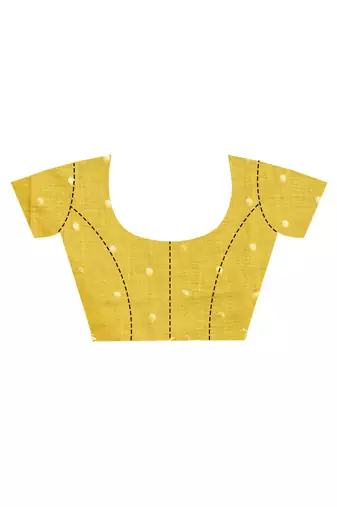 yellow banarasi silk blend chanderi saree with blouse piece