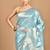 blue banarasi silk blend chanderi saree with blouse piece